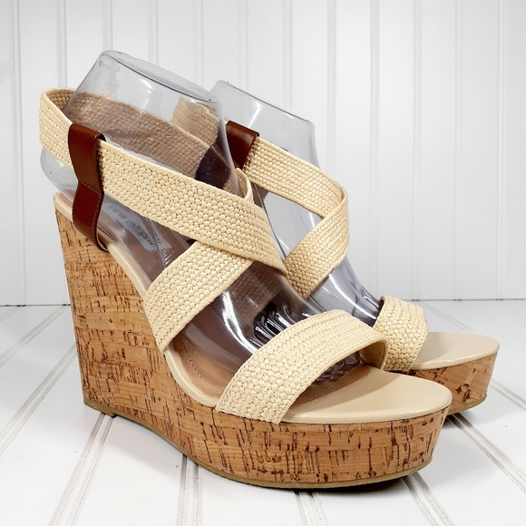 Steve Madden Elika Women Open Toe Synthetic Tan Wedge Sandal - Picture 5 of 14